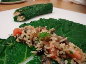 Kale Rolls with brown rice