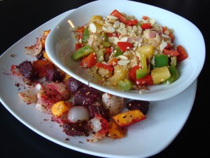 Quinoa bowl and roasted garden vegetables
