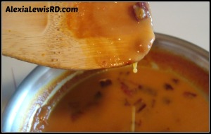 The thicker drops show that the sauce has begun to thicken - it will continue to thicken after removed from the heat.